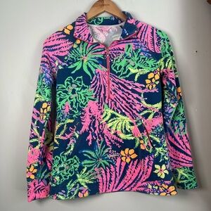 Lilly Pulitzer Women's Size XS Indigo All A Glow Skipper Popover Half Zip Top